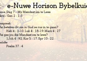 Dag 7 – My Mandaat om te Lewe